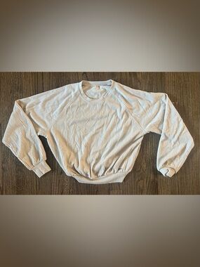 Hollister Women's Ribbed Pullover Sweatshirt in Light Beige